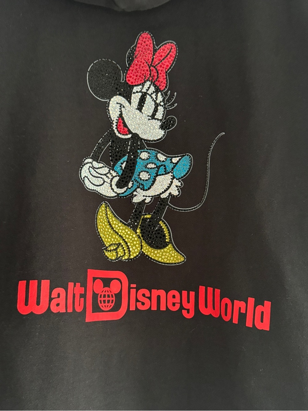 Walt Disney World Minnie Mouse Black Rhinestone zip-Up Hoodie size 1X - Picture 7 of 11